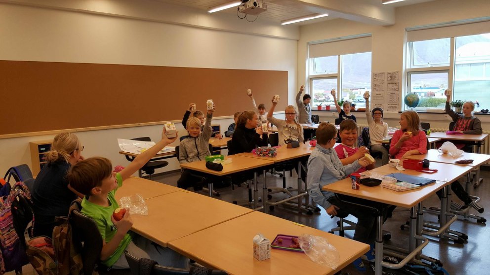 5. bekkingar ánægðir með skólamjólkina