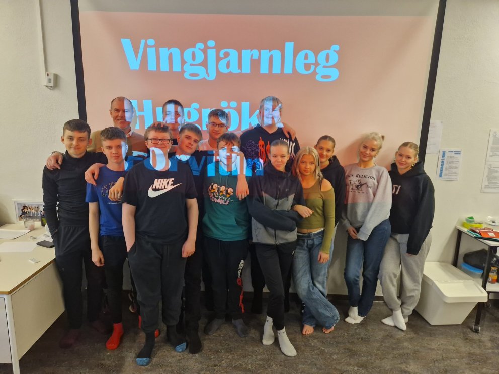 Þorgrímur og nemendur í 10. bekk