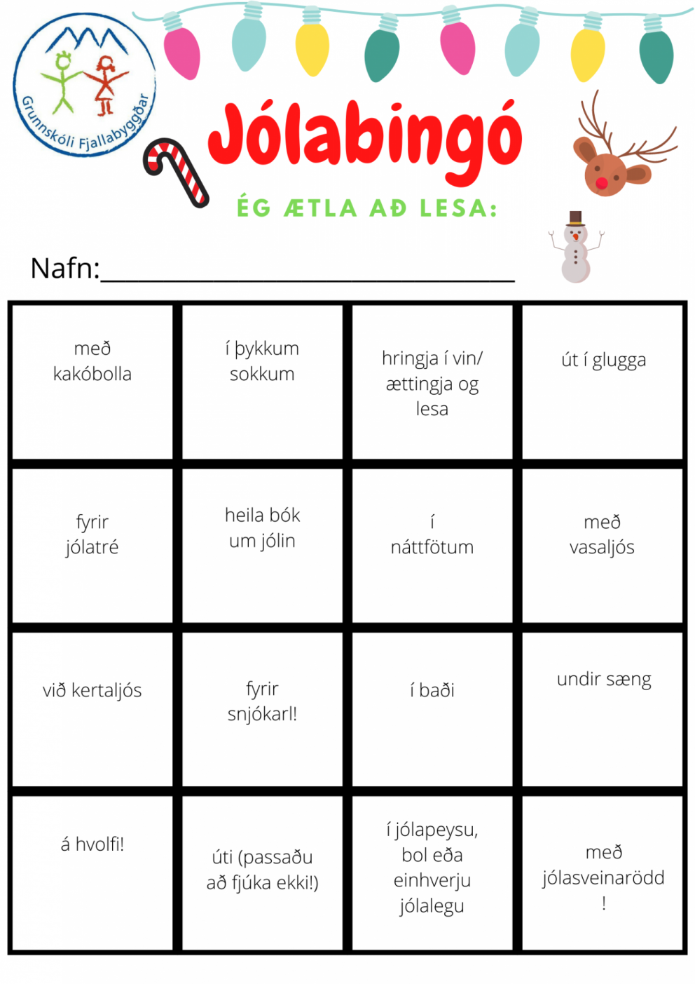 Jólalestur - Jólabingó fyrir alla!