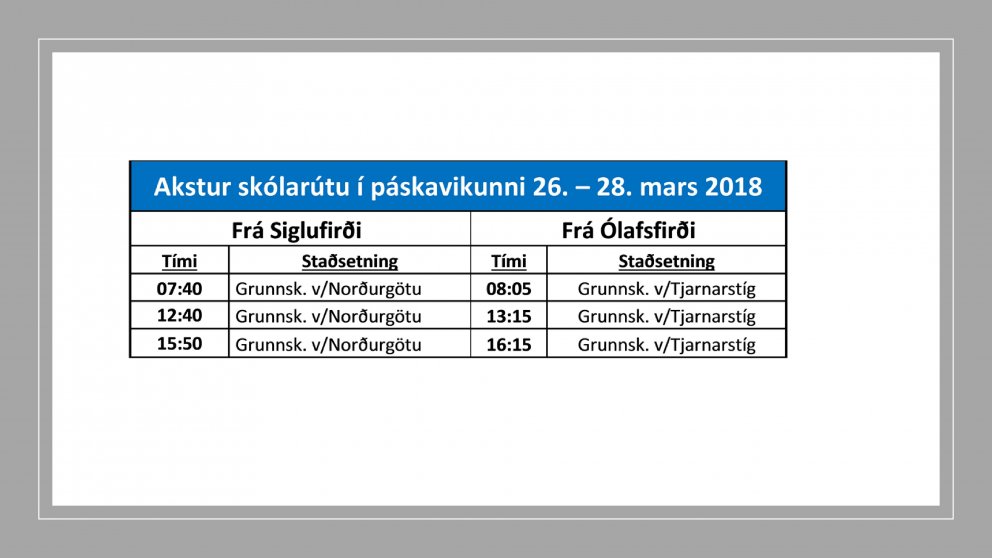 Páskafrí hafið og breytingar á rútuakstri