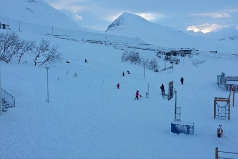 Nemendur í lengdri viðveru úti að leika