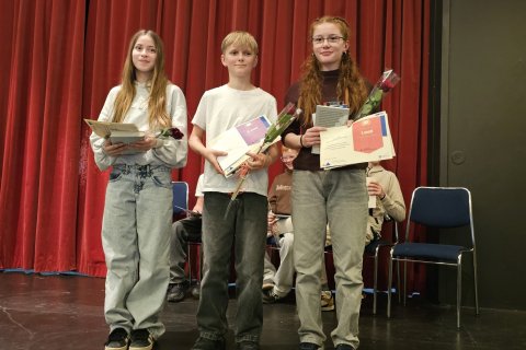 Sigurvegarar: Rakel Eva (3. sæti), Trausti Loki (2. sæti) og Stefanía Lilja (1. sæti)