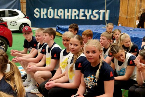 Lið Grunnskóla Fjallabyggðar: Sverrir Freyr, Tómas Ingi, Óðinn Arnar, Silja Rún, Mundína Ósk og Ásdí…